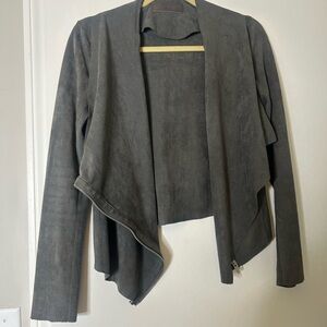 Blank NYC Gray Faux Suede Asymmetrical Zip Jacket